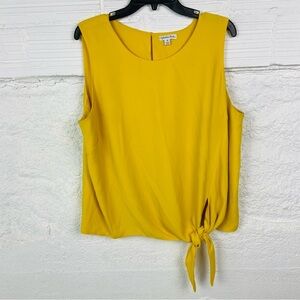 OPHELIA ROE mustard yellow sleeveless tie front blouse size 1X